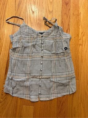 Abercrombie & Fitch Black and White Checked Button-Front Cami
